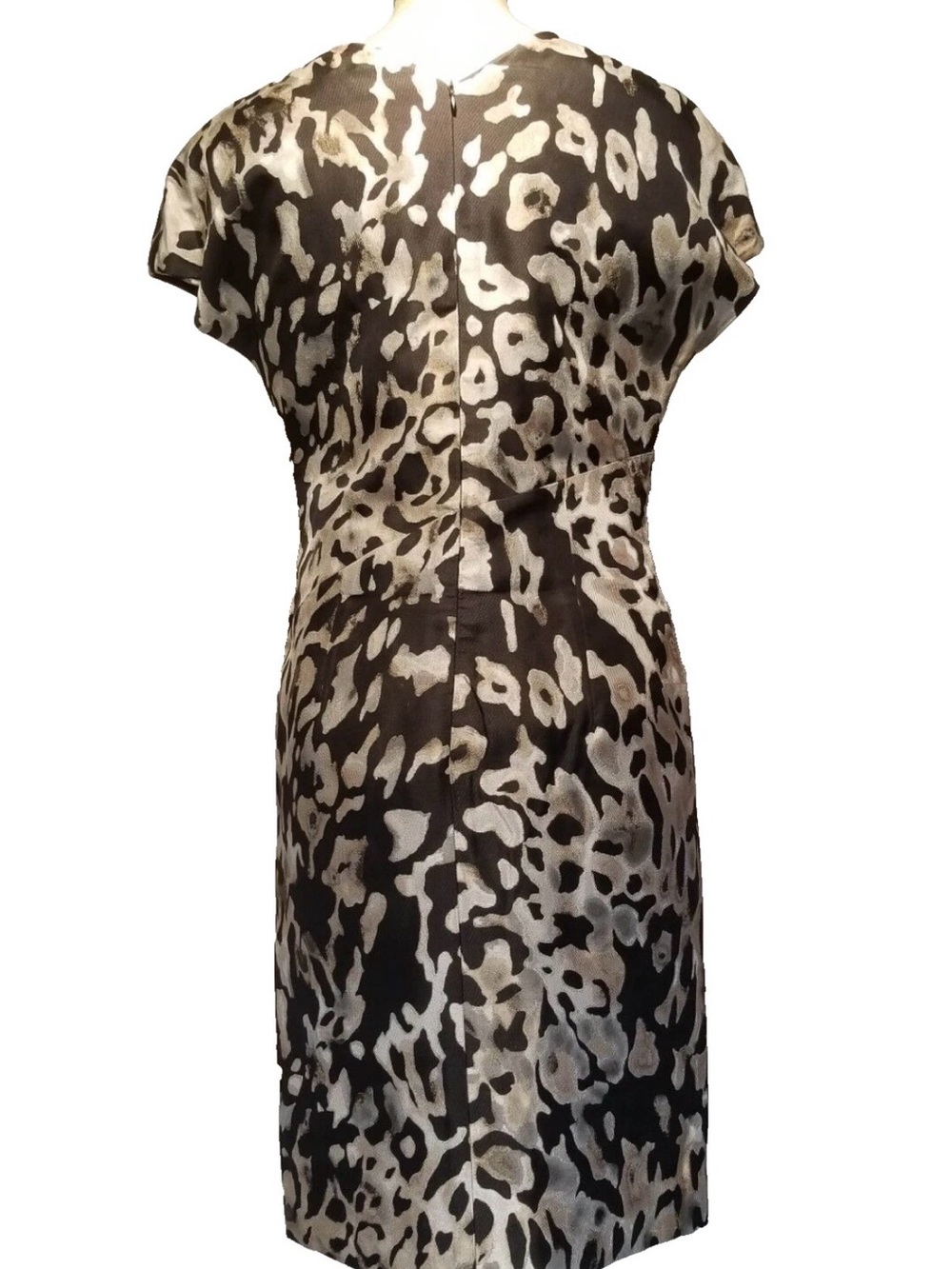 Escada Black and Cream Leopard-Print Midi Dress
